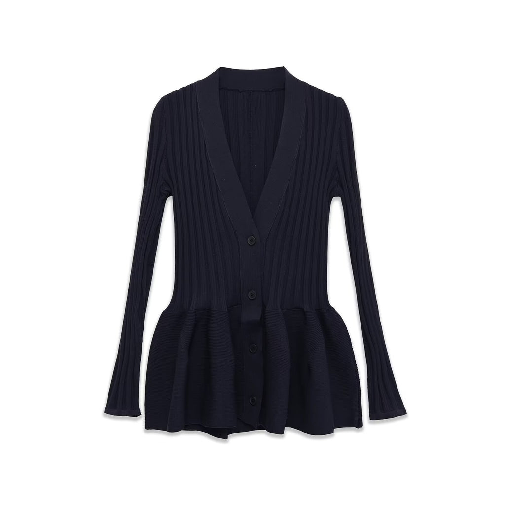 European And American-style Instagram-worthy Floral Blue Knitted Cardigan Dress
