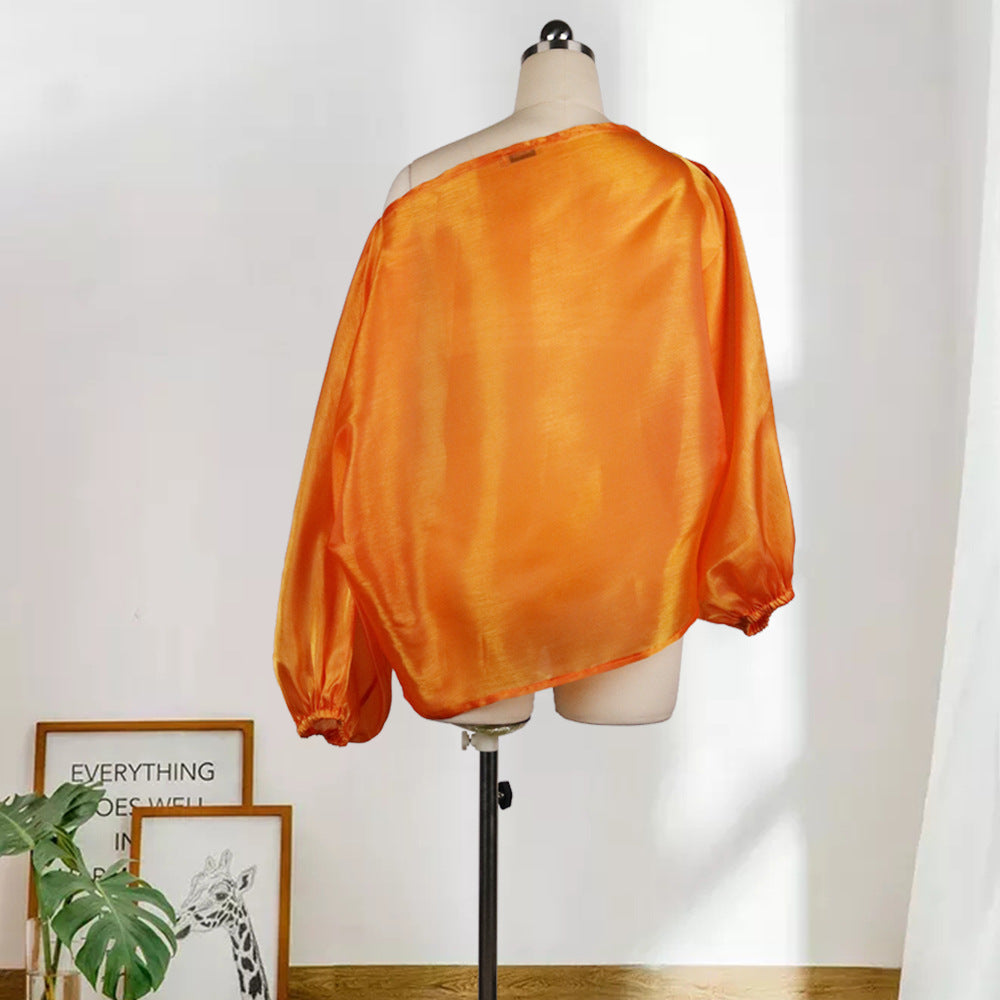 Sexy Sloping Shoulder Sleeves Shirt