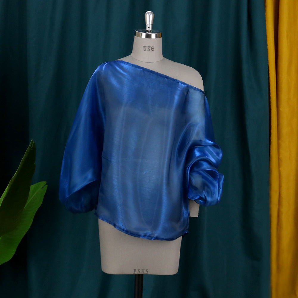 Sexy Sloping Shoulder Sleeves Shirt