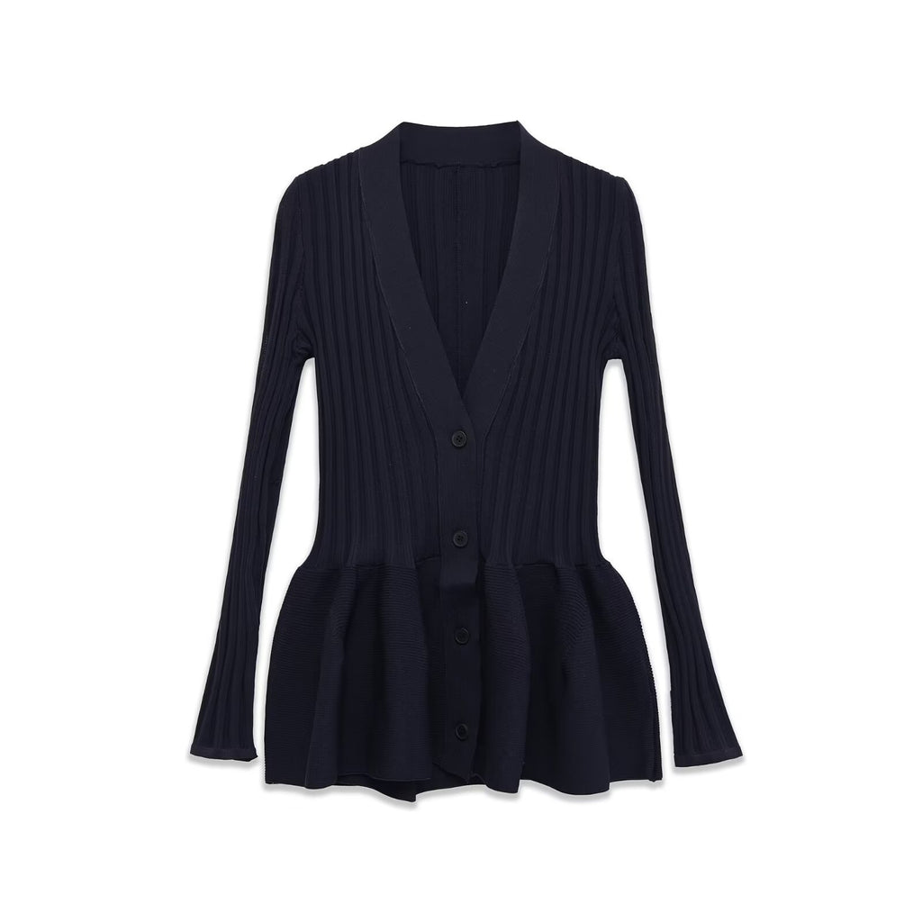 European And American-style Instagram-worthy Floral Blue Knitted Cardigan Dress