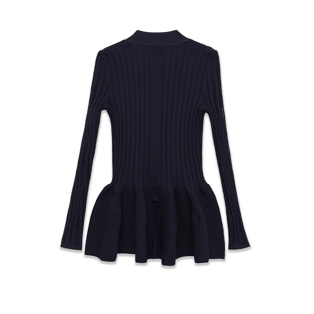 European And American-style Instagram-worthy Floral Blue Knitted Cardigan Dress