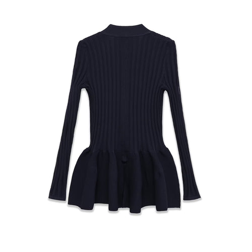 European And American-style Instagram-worthy Floral Blue Knitted Cardigan Dress