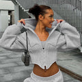 Zipper Long Sleeve Corset Cardigan