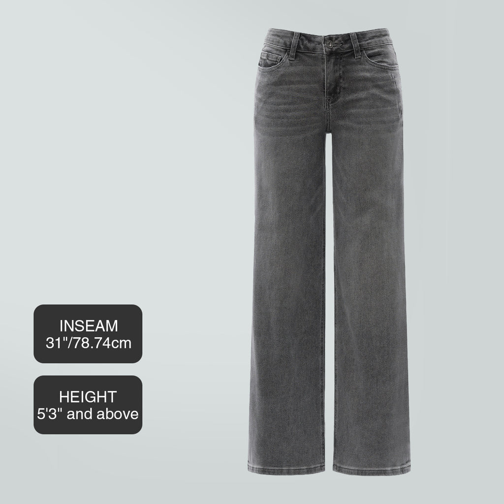 Mid-to-low-rise High-elasticity Soft Hip-lifting Wide-leg Straight Denim Jeans